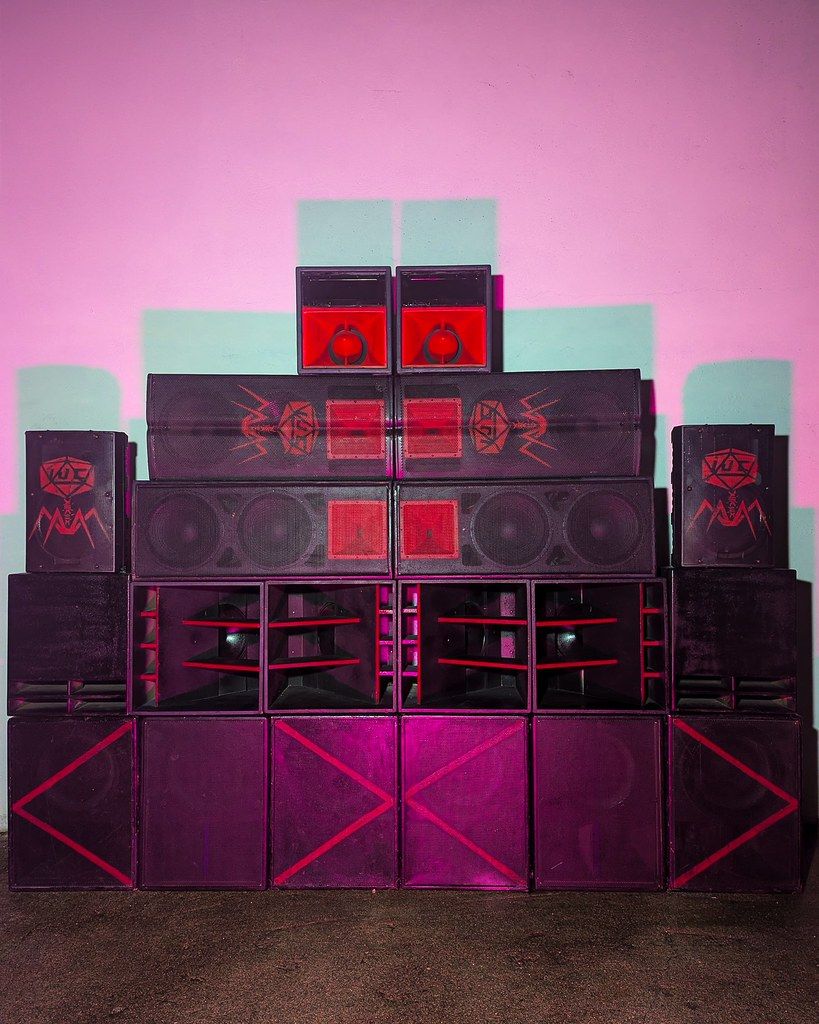 Primal Effect sound system stacked in a pyramid arrangement